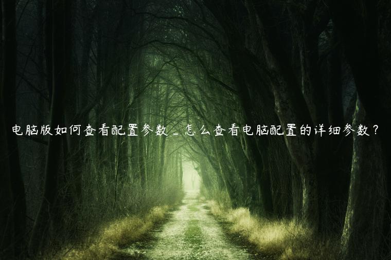 电脑版如何查看配置参数_怎么查看电脑配置的详细参数？