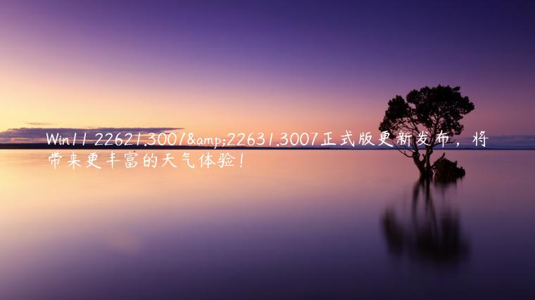 Win11 22621.3007&22631.3007正式版更新发布，将带来更丰富的天气体验！